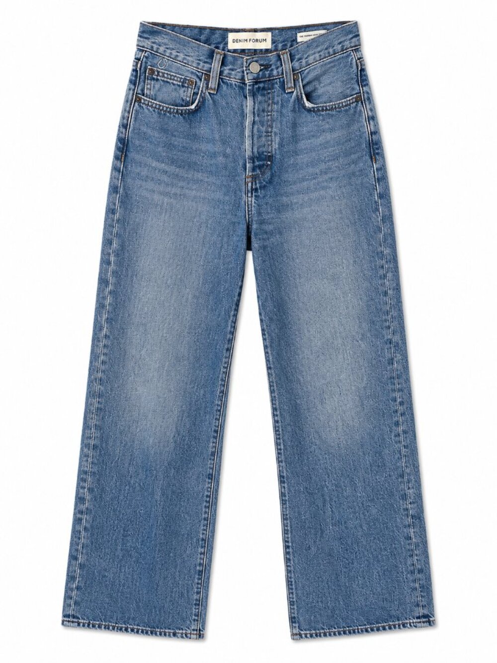 Denim Forum The Farrah Hi-Rise Wide Jean | Size 25 | Light Medium Indigo
